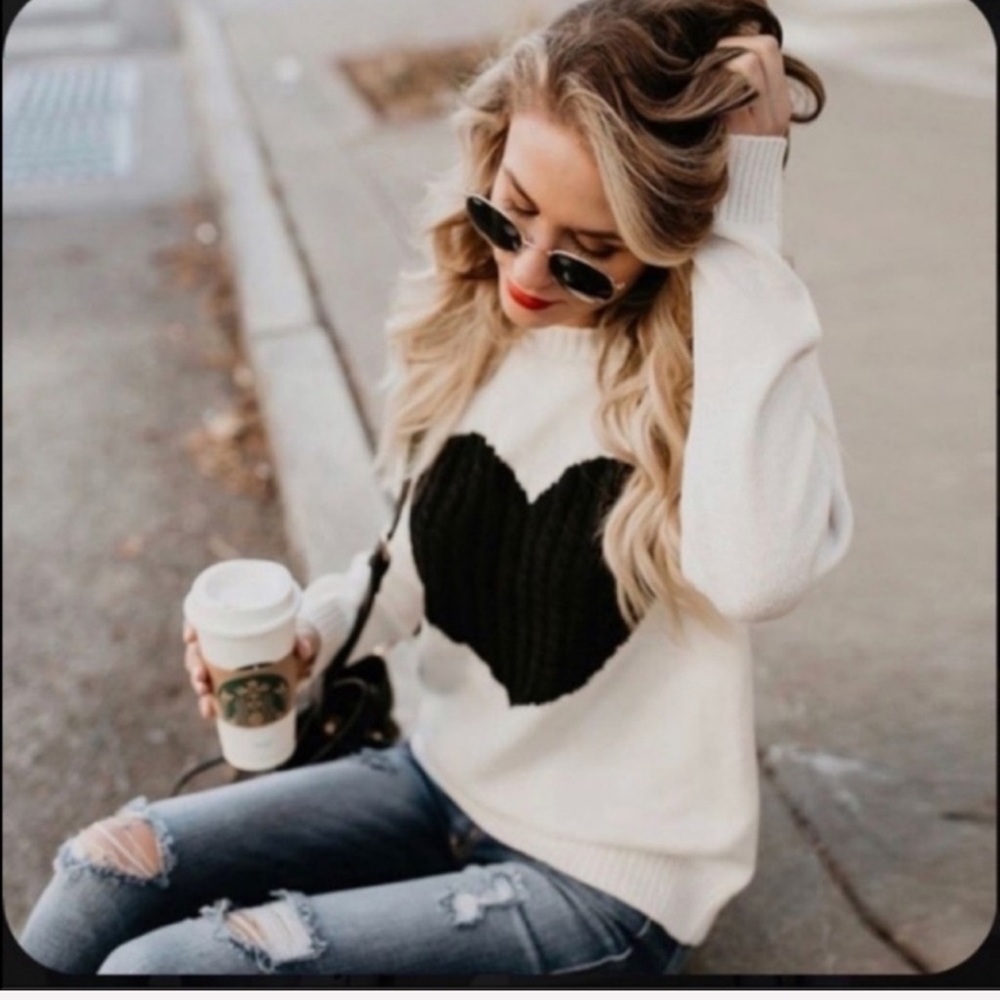 Boho Heart pull over sweater 
cotton blend